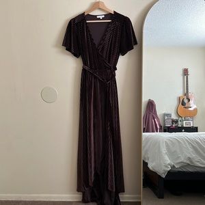 Baltic Born Ribbed Velvet Tulip Skirt Maxi Dress Black Orchid